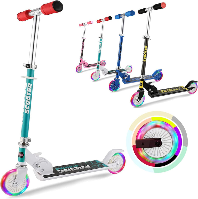 WeSkate Roller Kinder 2 Räder Klappbar Scooter, 3 Höhenverstellbare Kinderroller, PU Led-räder Kinde