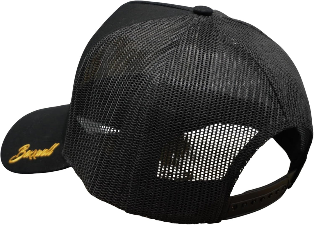 Bexxwell Trucker Cap schwarz/Gold mit 3D Logo-Stickerei (optimale Passform, Kappe, Black, Truckercap