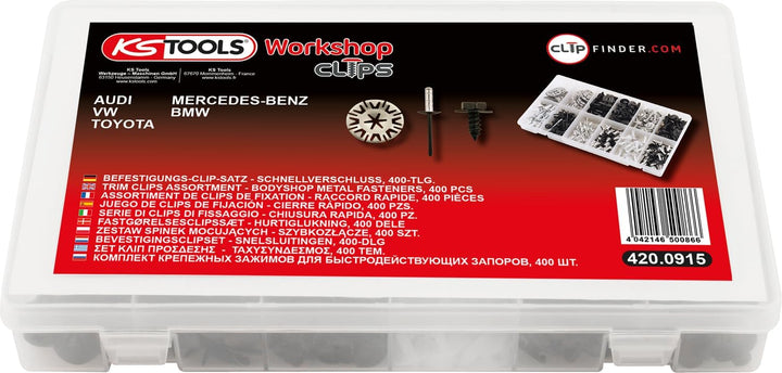 KS Tools 420.0915 Befestigungs-Clip-Satz - Schnellverschluss, 400-tlg.