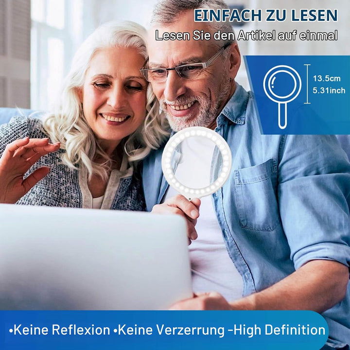 Lupe mit Licht, Afaneep Leselupe 30x 60x Handlupe, 3 Modi 33 LED Leselupe mit Licht für Senioren Gro