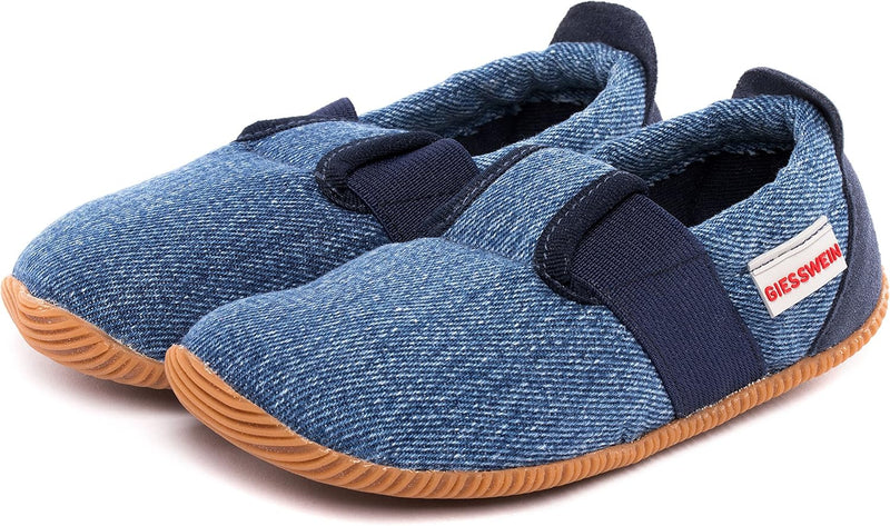 GIESSWEIN Kinder Hausschuhe Söll Slim-Fit - Baumwoll Slippers für Mädchen & Jungen, rutschfeste Kind