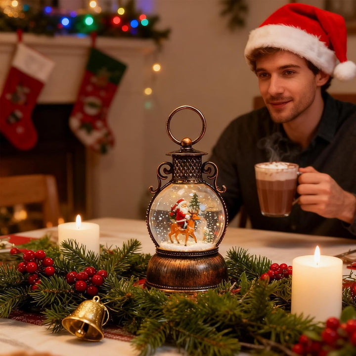 Weihnachts Schneekugel Laterne | Partyszene Requisiten | Beleuchtete Weihnachtskugel mit Weihnachtsm