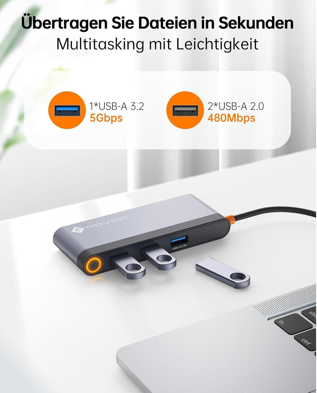 NOVOO USB C Docking Station 4K@60Hz Dual HDMI USB C Hub Adapter mit 2 HDMI 4K@60Hz,PD 100W Schnellla