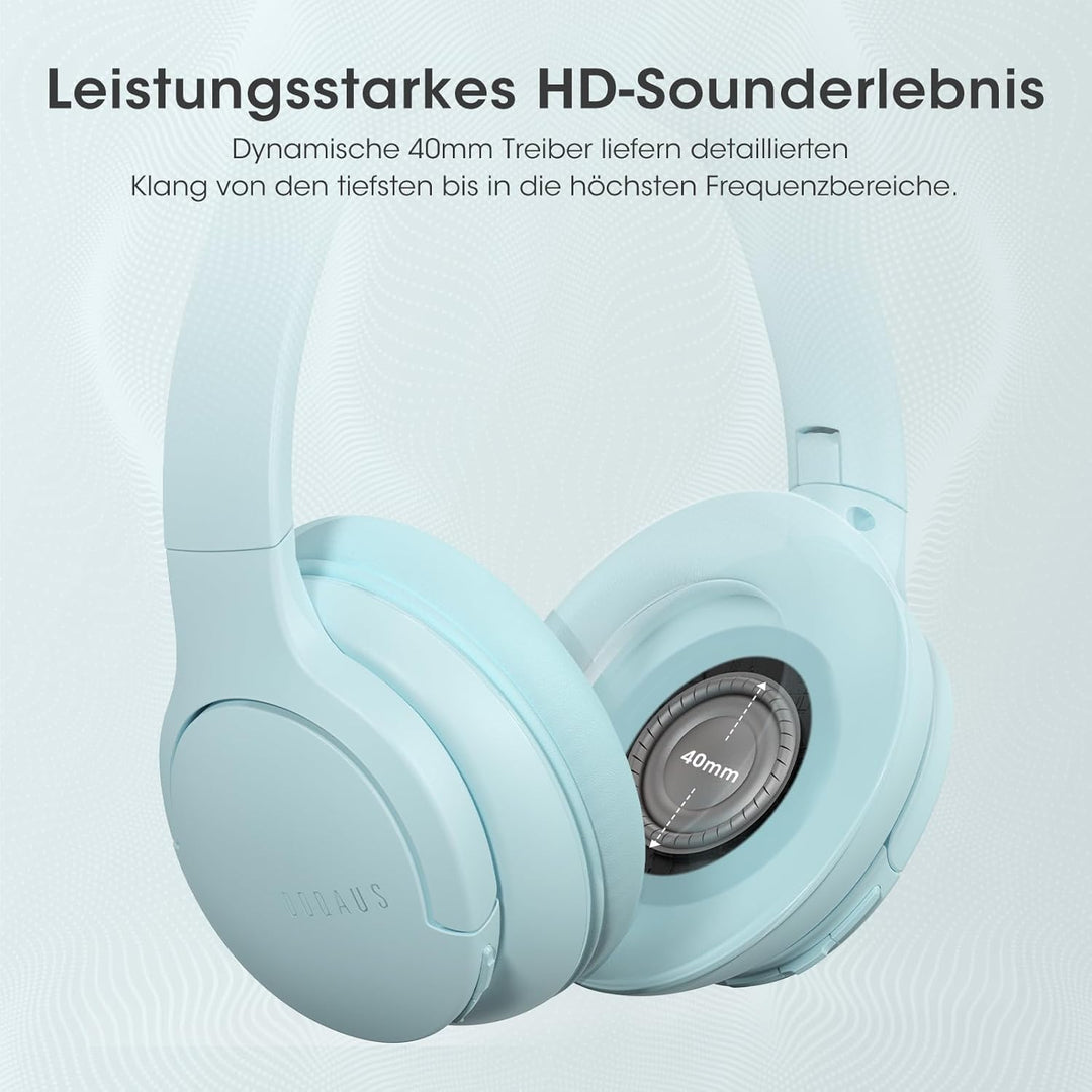 DOQAUS Bluetooth Kopfhörer Over-Ear Bis zu 90 Std,Kopfhörer Over Ear mit 3 EQ-Modi, HiFi-Stereo Falt