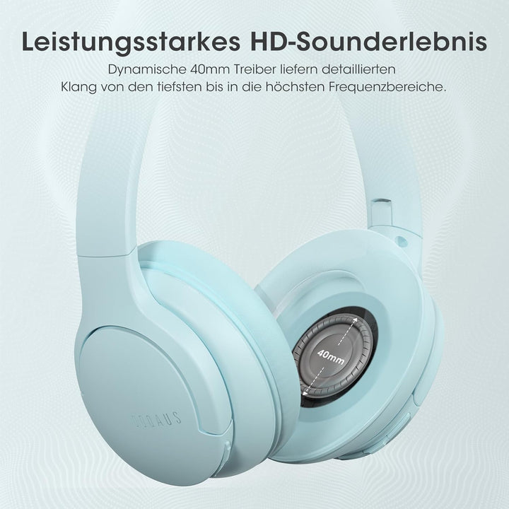 DOQAUS Bluetooth Kopfhörer Over-Ear Bis zu 90 Std,Kopfhörer Over Ear mit 3 EQ-Modi, HiFi-Stereo Falt