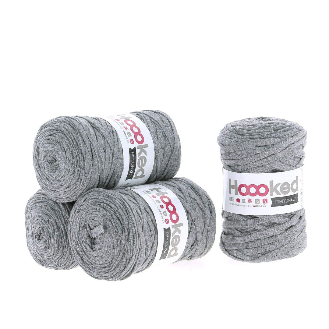 Hoooked RibbonXL Sparset aus 4 Rollen je 120 Meter Riesen-Textilgarn aus recycelter Kleidung in Ston