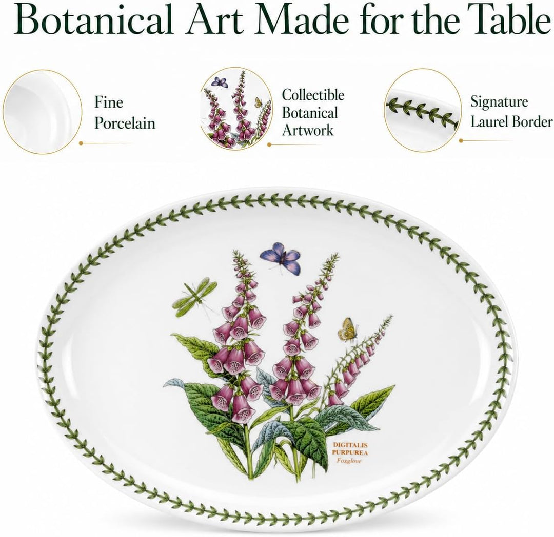 Portmeirion Home &amp; Gifts - Botanic Garden Collection - Ovale Platte - 13 Zoll - Fingerhut (Mehrfarbi