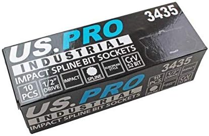 US PRO INDUSTRIAL Tools 3435 Steckschlüsseleinsätze, 1,27 cm, 10 Stück