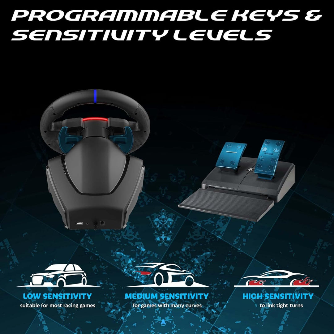 SUBSONIC – Lenkrad Superdrive 270 GT-5 – PS5-Lenkrad mit LED-Beleuchtung, zwei Joysticks, 270°- Dreh
