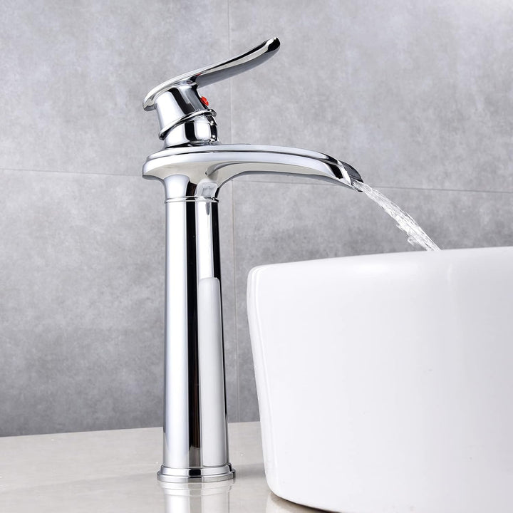 YAGJIA Waschtischarmatur Hoch Chrom, Wasserfall Wasserhahn Bad Retro, Waschbecken Armaturen Badezimm