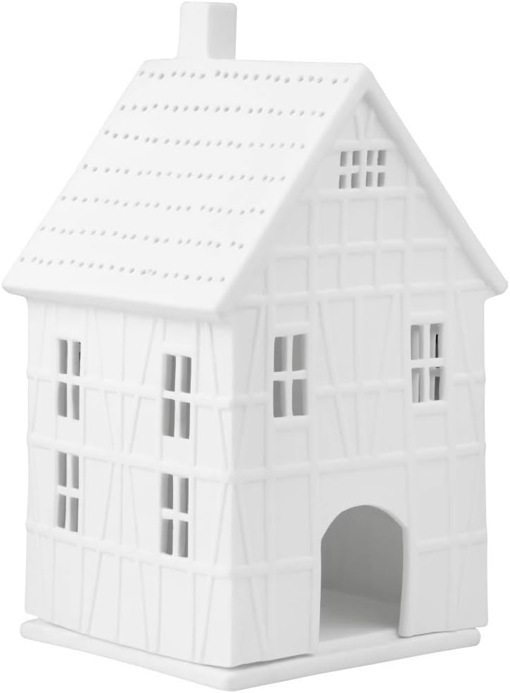 Räder Living Lichthaus Fachwerkhaus gross, für Weihnachten, aus Porzellan, Weiss Weiss 9,5 x 10 x 19