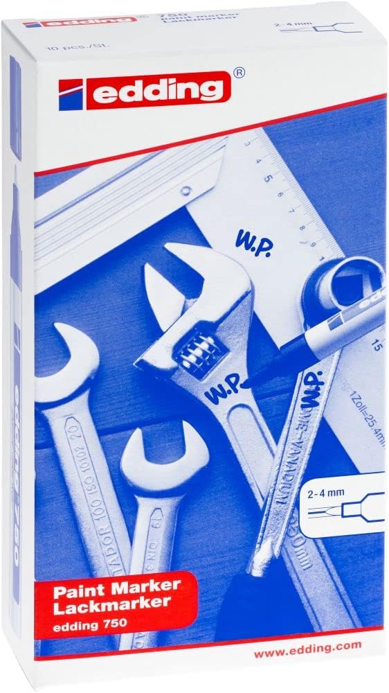 edding 750 Lackmarker - silber - 10 Stifte - Rundspitze 2-4 mm - Lackstift zur Markierung und Beschr