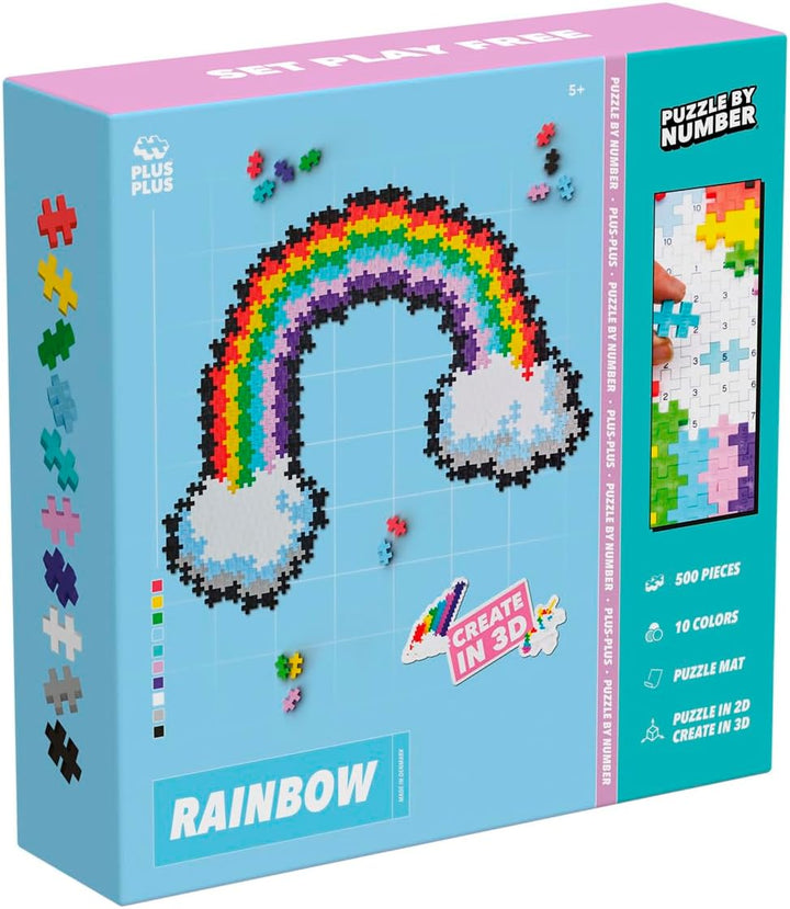 Plus-Plus 300.3913 Geniales Konstruktionsspielzeug, Puzzle Regenbogen, Kreativ-Bausteine, 500 Teile,