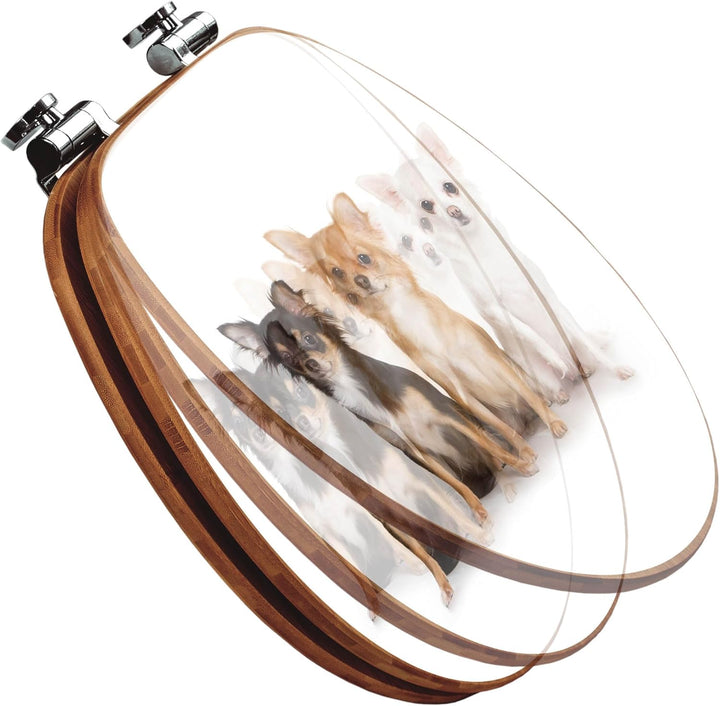 banjado® Design WC Sitz Bambus Absenkautomatik mit Motiv Chihuahua/Toilettendeckel mit Absenkautomat