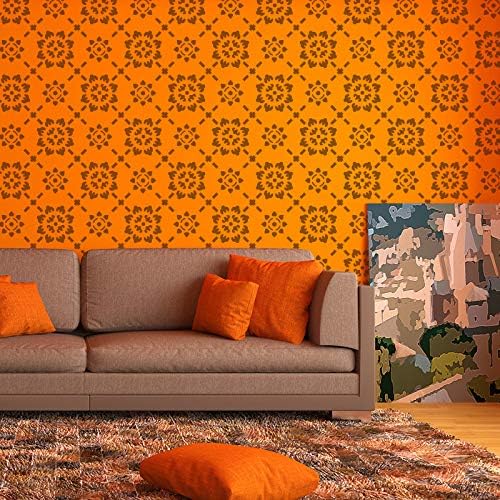 NAKLEO Wiederverwendbare Kunststoff-Schablonen - 59x95cm - Ornament Elegant Fliese - Grosse Wiederho