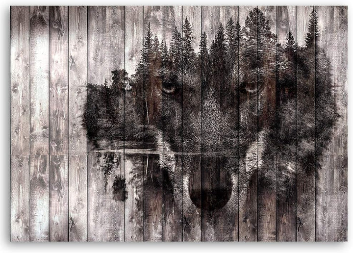 Feeby Dekobild Wolf Deko Wand Kunstdruck abstrakt Braun 70x50 cm Deko Paneel 70x50 cm Braun_c, Deko