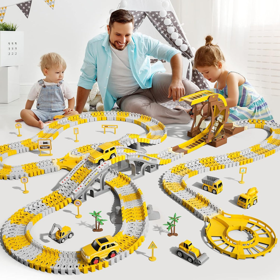 299PCS Autorennbahn Rennbahn 6 Autos Spielzeug, Spielzeug für 3 4 5 6 Jahre alt Jungen Mädchen Kinde