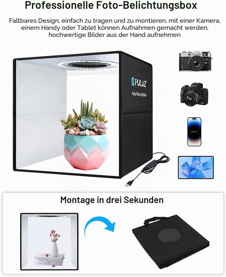 PULUZ 30cm fotostudio Light Box Faltbarer Mini produktfotografie fotobox mit weichem lichttuch &amp; 6 P