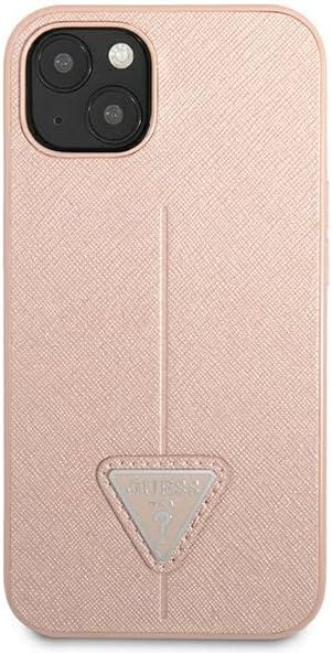 GUESS GUHCP14SPSATLP Hülle für iPhone 14 6,1" rosa/pink hardcase SaffianoTriangle Logo