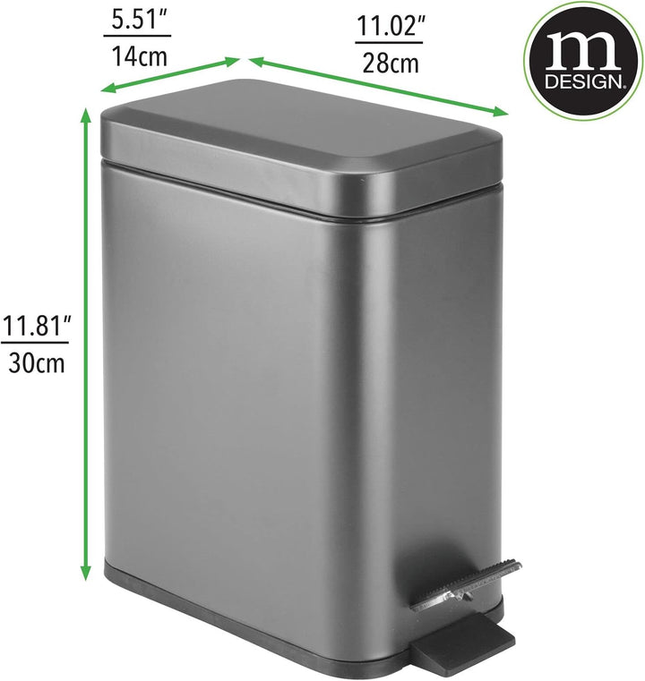 mDesign Kleiner moderner Mülleimer mit Metalldeckel, rechteckig, 3,5 l, kompakter Mülleimer mit hera