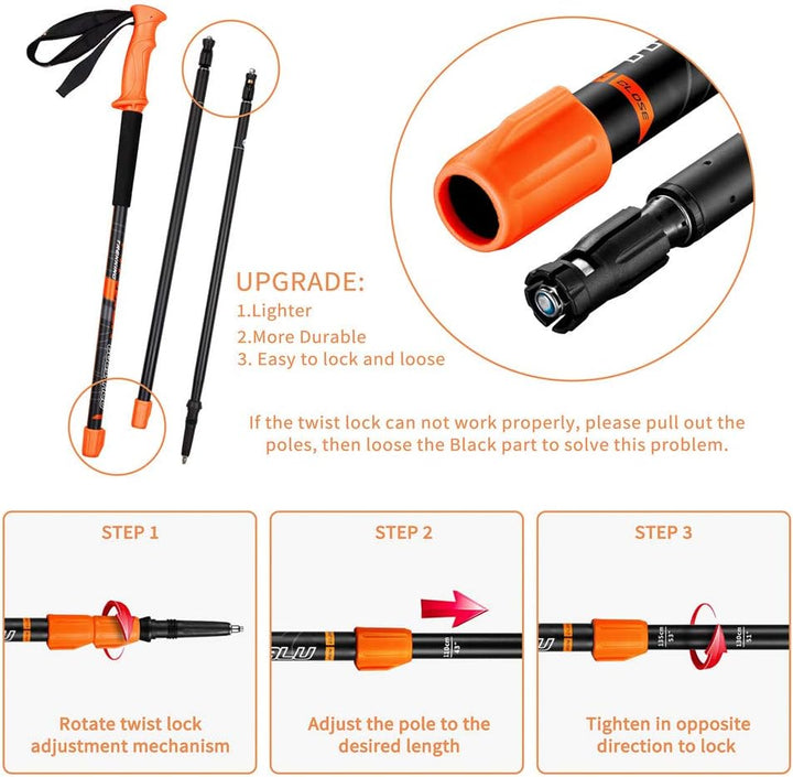 FitTrek Wanderstöcke - Trekkingstöcke - Walking Stöcke Teleskop - Nordic Walking Stock Verstellbar L