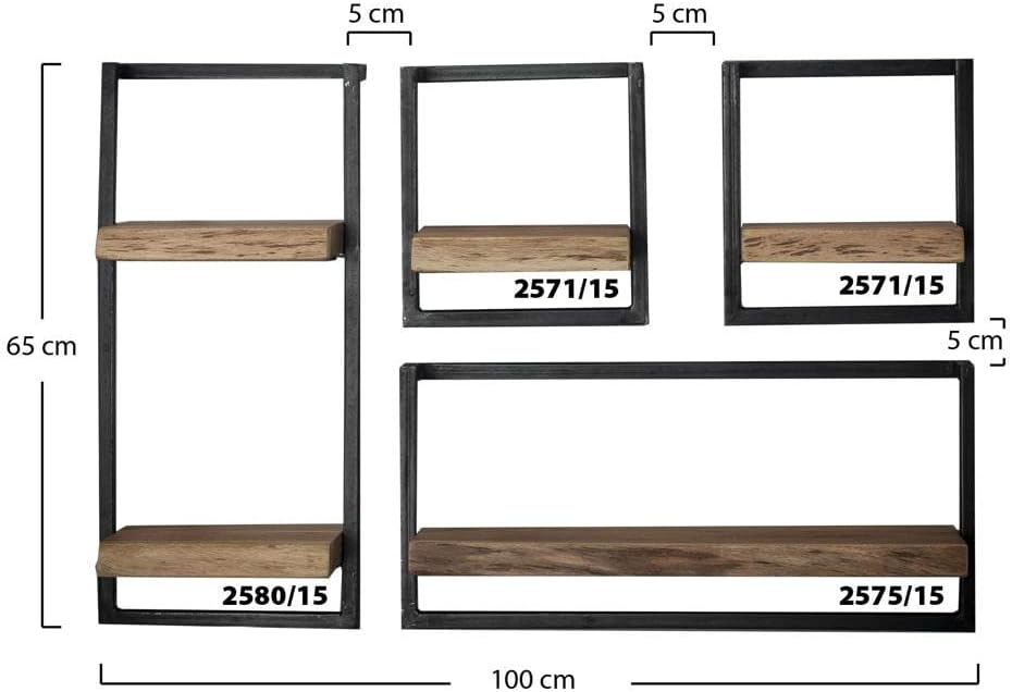 RINGO-Living Massivholz Regal Alani in Natur-hell und Schwarz-matt 300mm 300 mm, 300 mm