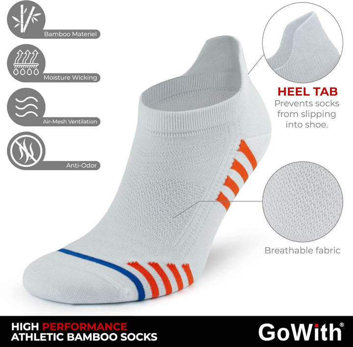 GoWith 6-3 Paar Sneaker Socken für Damen, Bambus (Viskose) Bunte Socken, Ohne Naht Sportsocken, Lauf