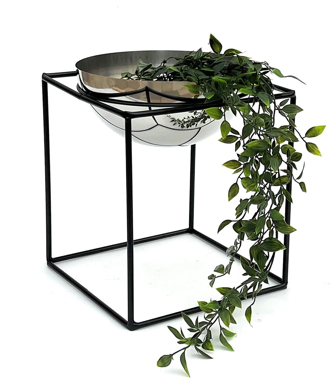 DanDiBo Blumenhocker Metall mit Topf Schwarz Silber 20-35 cm Blumenständer 96256 Blumensäule Modern