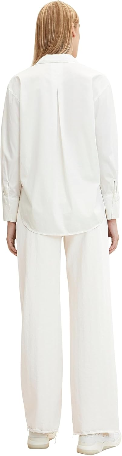 TOM TAILOR Damen Stretch Poplin Bluse mit Brusttasche 34 10315 - Whisper White, 34 10315 - Whisper W
