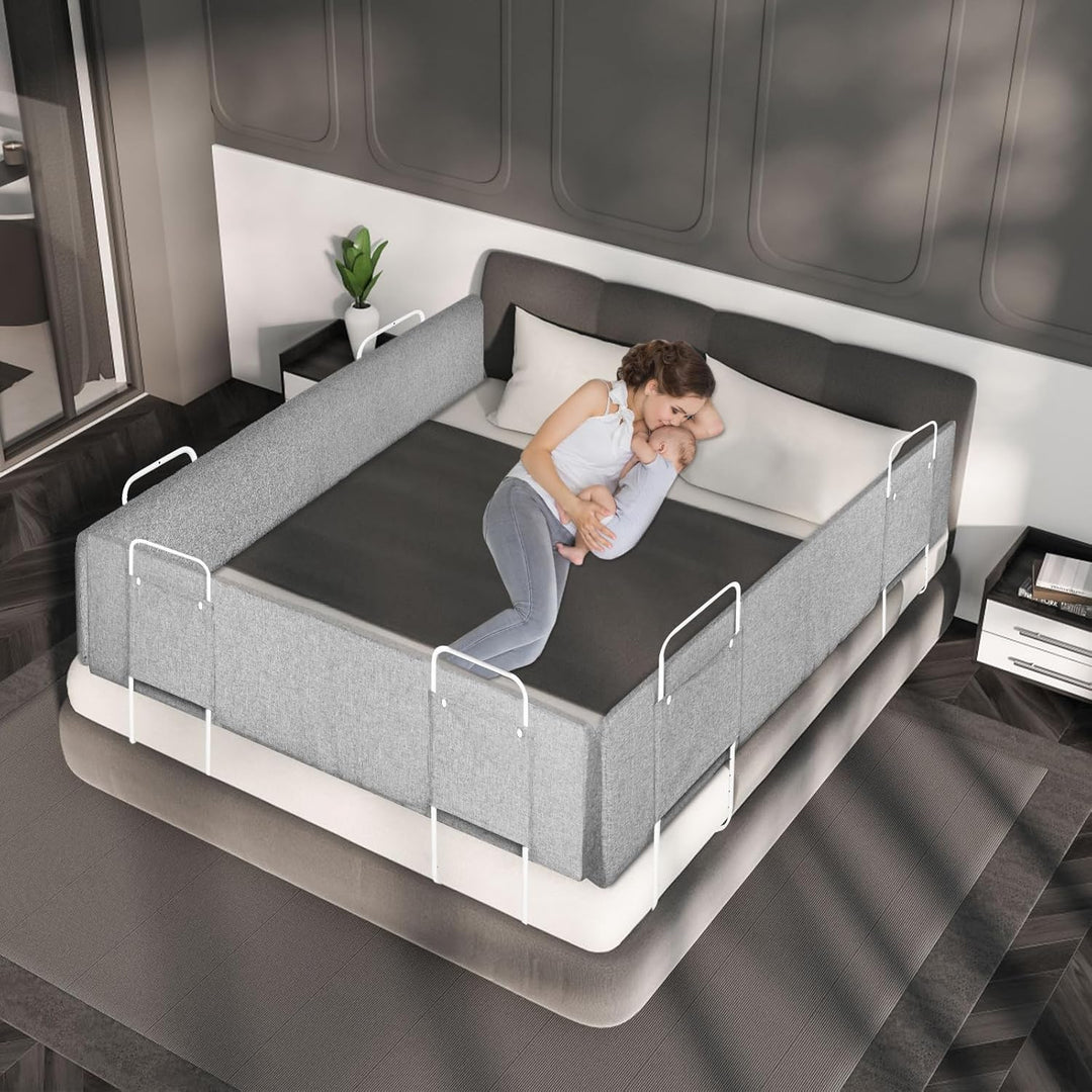 XMTECH Kinder Bettgitter Bettschutzgitter Bettumrandung Bettkantenschutz 40-60 cm Höhenverstellbar K