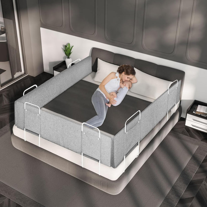 XMTECH Kinder Bettgitter Bettschutzgitter Bettumrandung Bettkantenschutz 40-60 cm Höhenverstellbar K