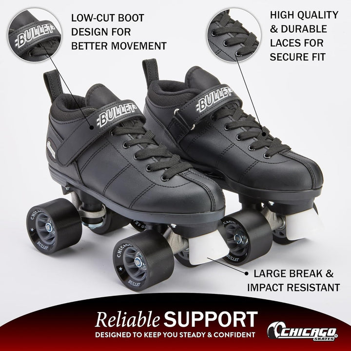 Chicago Bullet Speed Rollschuhe für Herren, Schwarz, Grösse 42