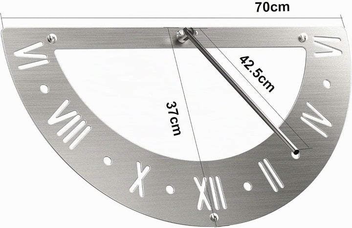 DanDiBo Sonnenuhr Garten Edelstahl Wand 70 cm Rostfrei 96687 Ausrichtbar Gartenuhr Wetterfest Outdoo