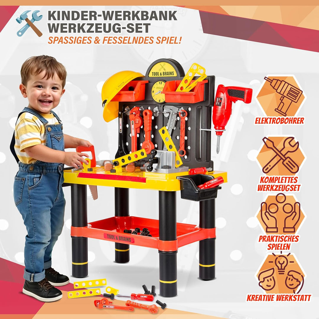 Kinderplay Kinderwerkstatt - Kinderwerkstatt Bastelset mit Bohrmaschine und Helm, KP2646, Kinderwerk