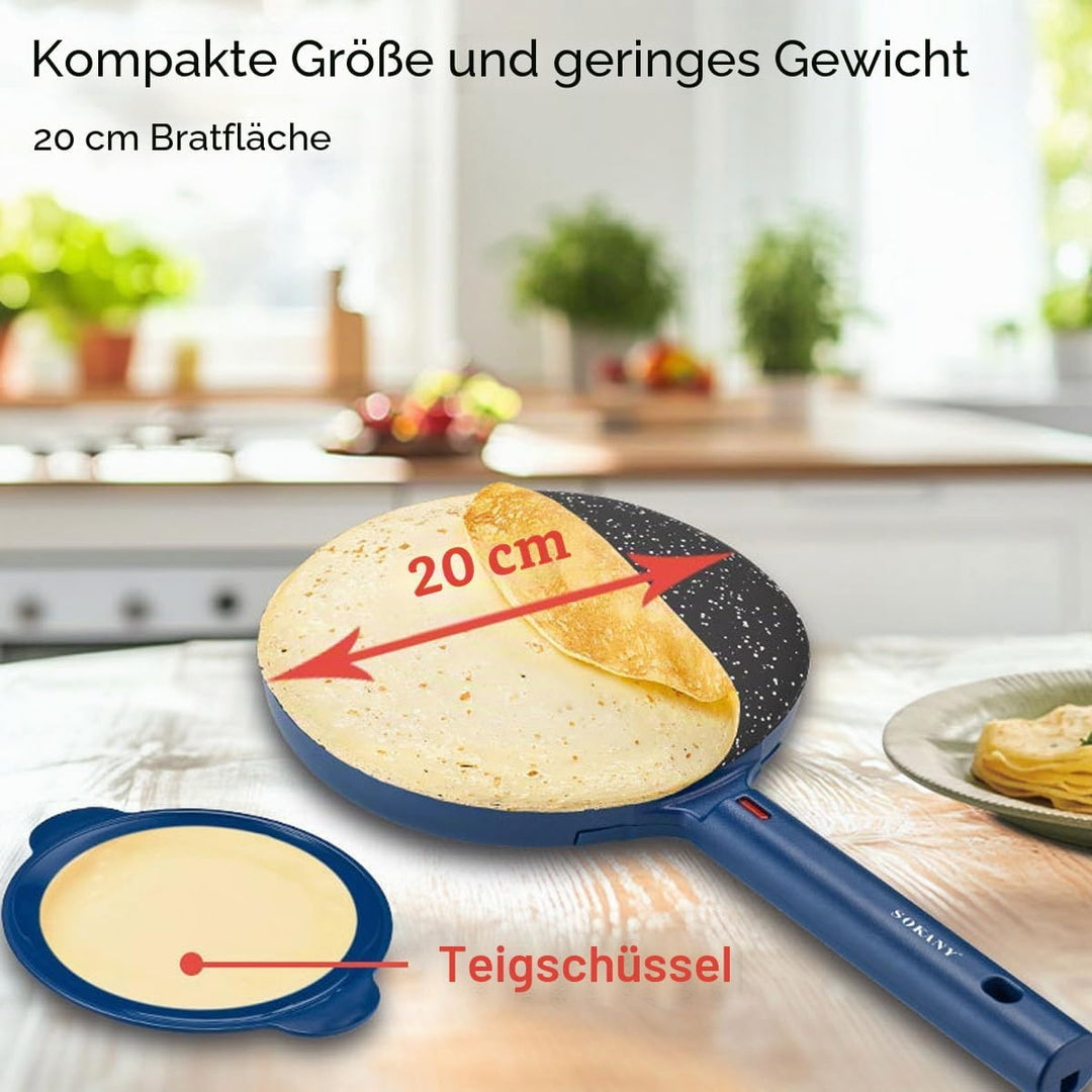 SOKANY Crepes Maker, Elektrischer Crêpes-Maker mit Cool-Touch-Griff, Antihaftbeschichtung, Temperatu
