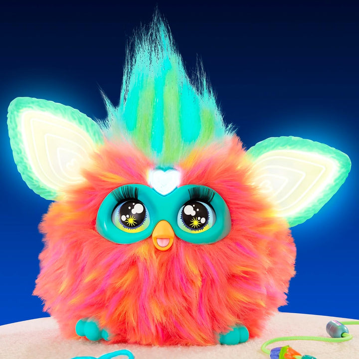 Furby Coral Interaktives Plüschtier – Spricht Deutsch, reagiert auf Stimme, tanzt & leuchtet – 5 Spi