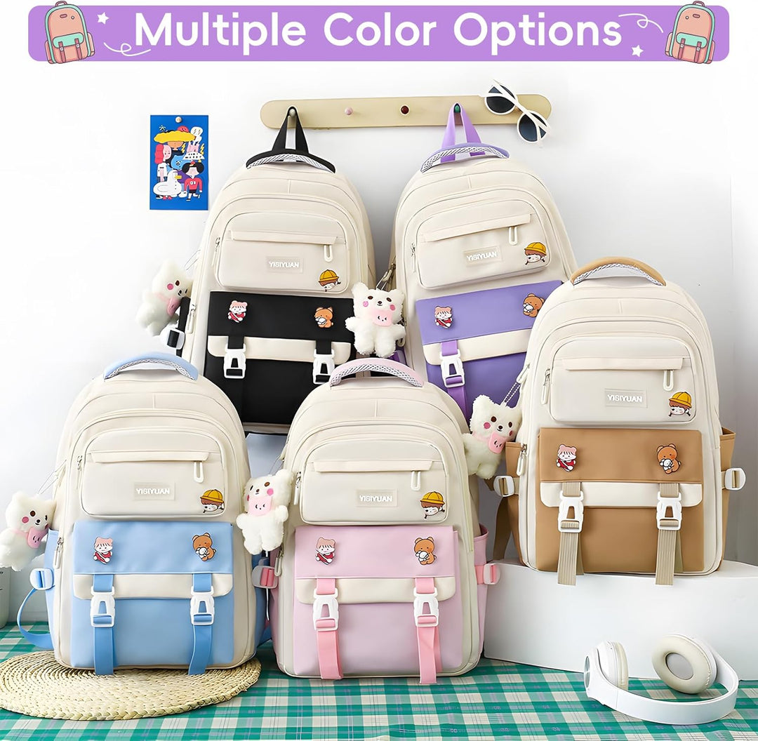 Tanou Schulranzen Mädchen 4-teilig, Schultasche Kinder Rucksack Schule Teenager 3.-7. Klasse, Stilvo