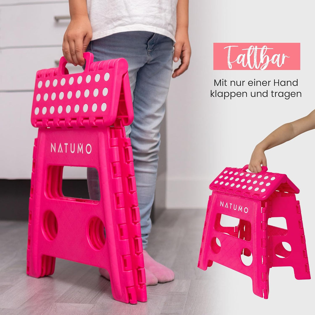 NATUMO® XL Tritthocker Kinder + Erwachsene, Klapphocker faltbar, Leichter und Rutschfester Klapptrit