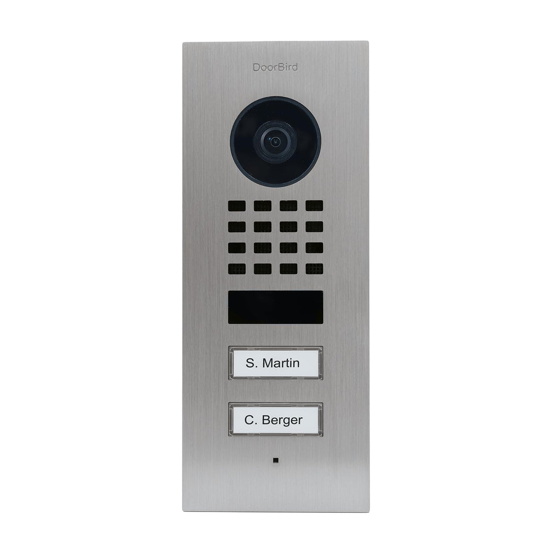 DoorBird D1102V Unterputz IP Video Türstation für 2 Wohn-/Gewerbeeinheiten, Edelstahl V2A | Video-Tü