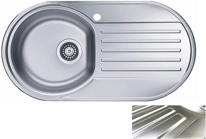 VBChome: Einbauspüle mit Hahnloch 832x437 mm Camping Küchenspüle - Leinenstruktur Alveus Form 30 Spü