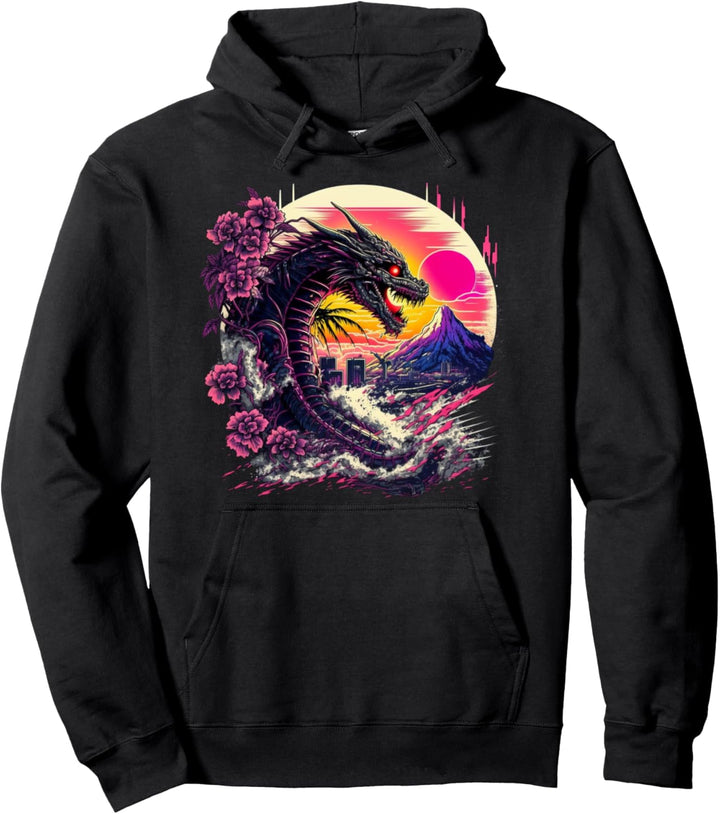 Dragon Vaporwave Synthwave Retro Vintage 80er Jahre Style Pullover Hoodie