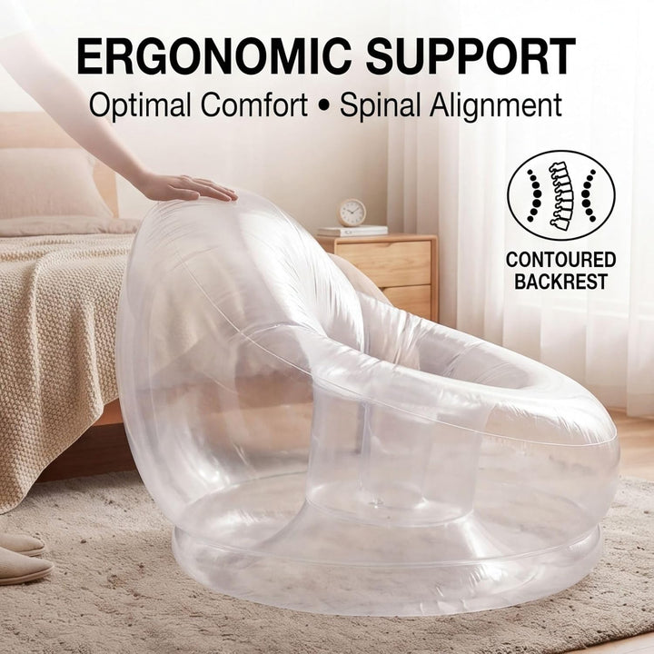 Sxhlseller Transparenter Aufblasbarer Sessel, Klarer Luftsofa Sitzsack für Innen &amp; Aussen, Ergonomis
