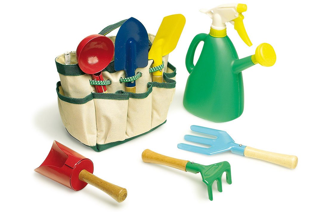 small foot Gartentasche für Kinder, 6 Spielwerkzeuge für den Garten mit Tragetasche, ab 3 Jahren, 17