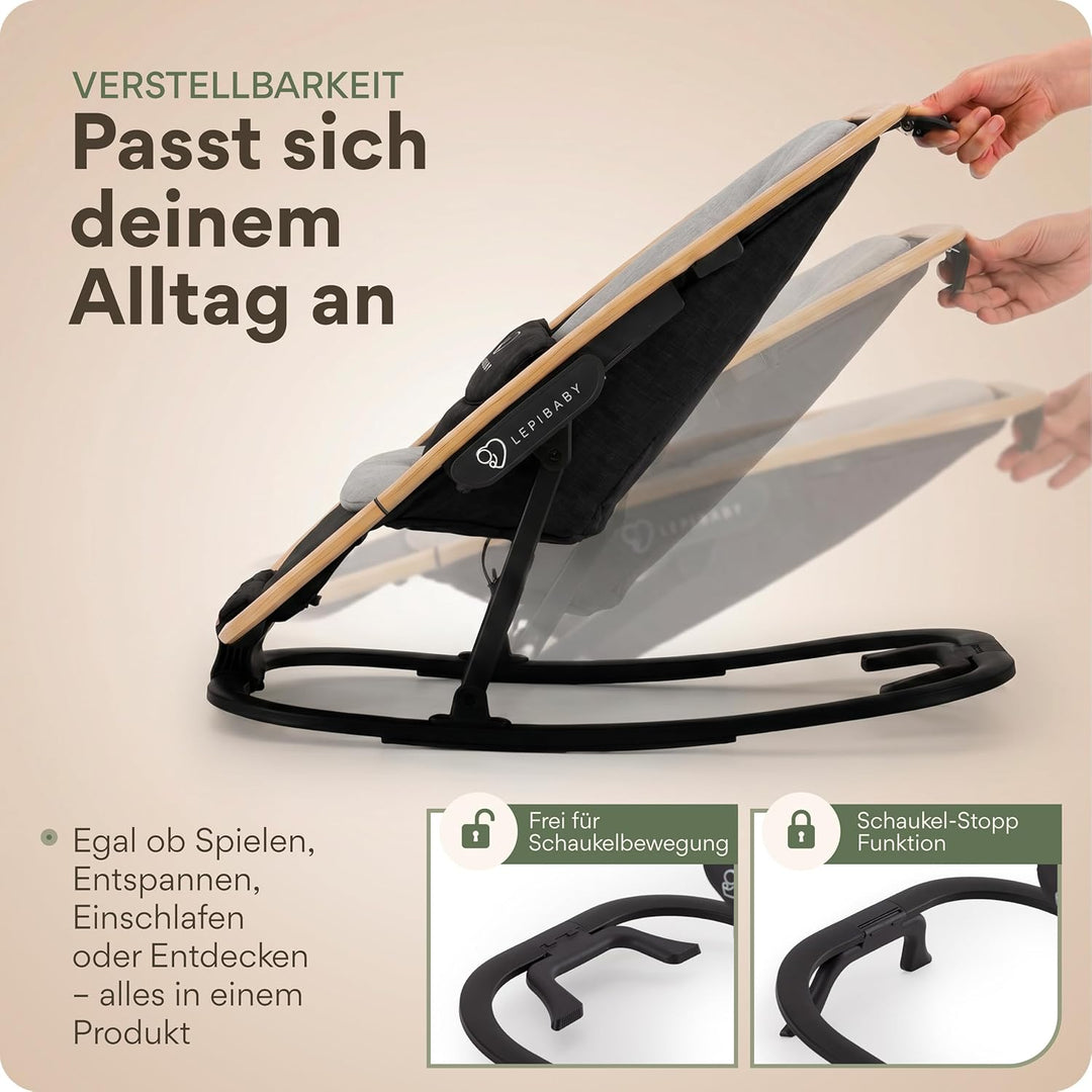 FlexiBu Babywippe Faltbar &amp; Verstellbar | Baby Wippe Neugeborenen bis 12 Monate | Bouncer Newborn-Ei