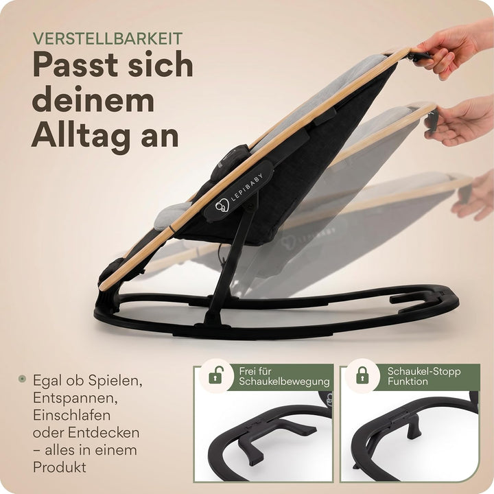 FlexiBu Babywippe Faltbar &amp; Verstellbar | Baby Wippe Neugeborenen bis 12 Monate | Bouncer Newborn-Ei