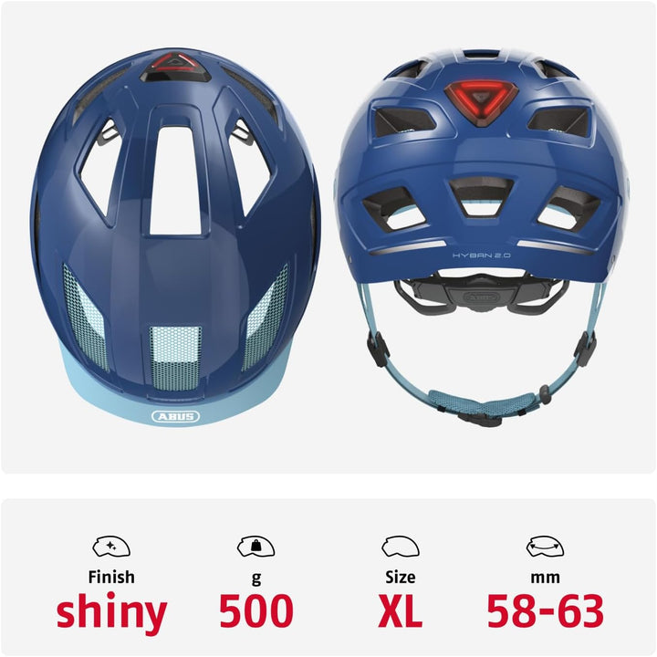 ABUS Stadthelm Hyban 2.0 - Fahrradhelm mit Rücklicht, ABS-Hartschale, guter Passform - für Damen und