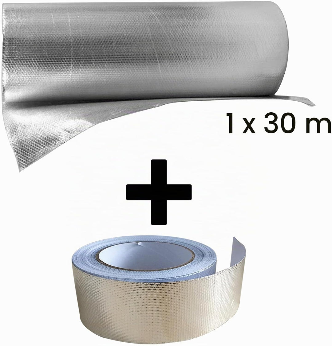 NIANTONG Isolierfolie Dämmfolie 1x30M Selbstklebend Doppelte Alu-Luftpolsterfolie Perfekte Heizkörpe