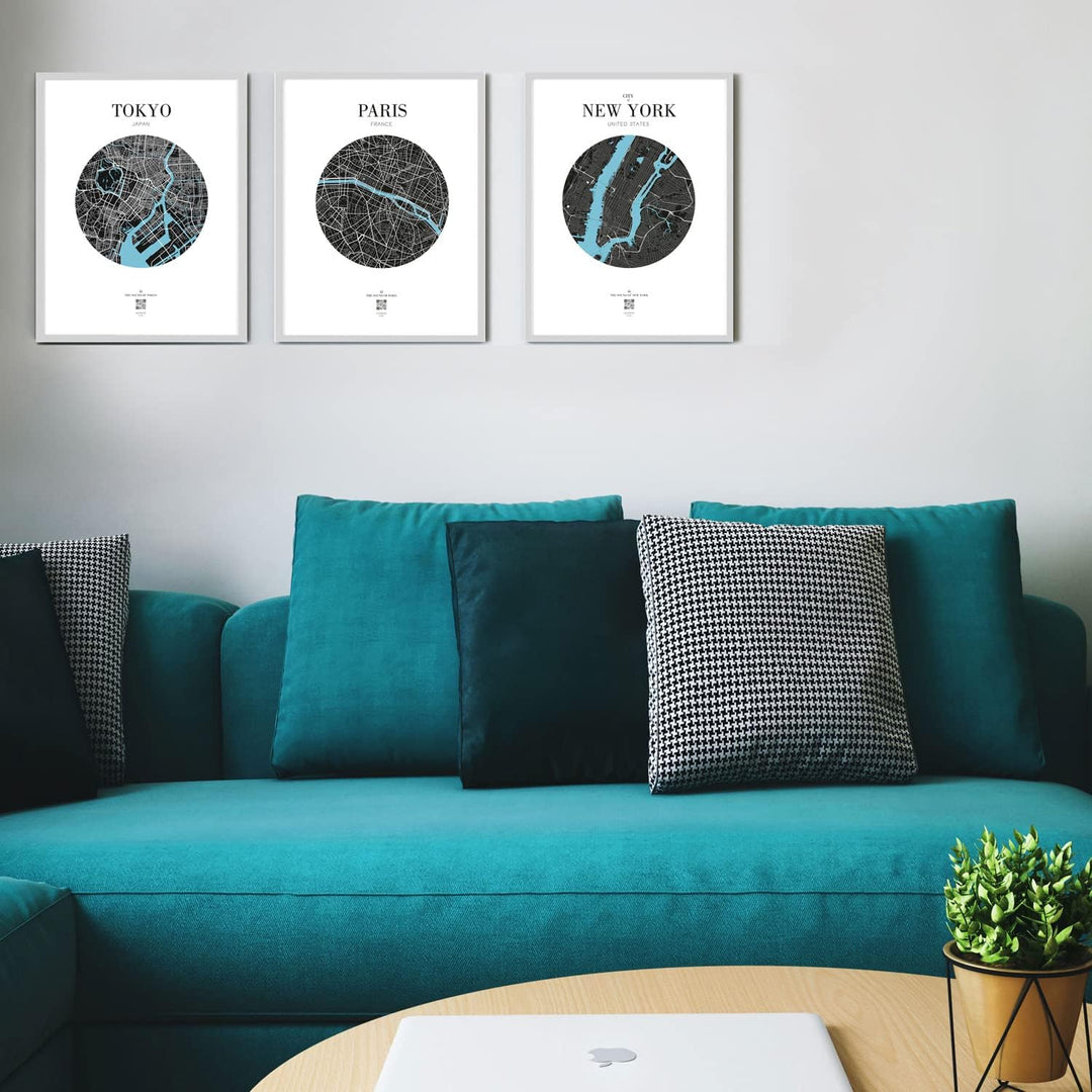 VALINA HÖRBAR RELAX | Hörbild | 3er-Set | New York + Paris + Tokyo | Poster Poster / Papier 30cm x 4