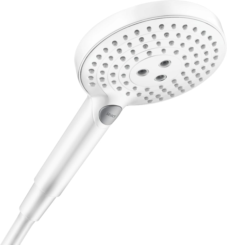 hansgrohe Raindance Select S - wassersparender Duschkopf 5,7 l/min (EcoSmart+), Handbrause mit 3 Str