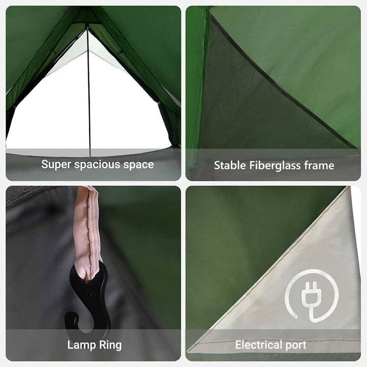 Anself Wasserdichtes Familienzelt | Outdoor-Schutz | Leicht &amp; Robust | Polyester &amp; Fiberglas 4100676